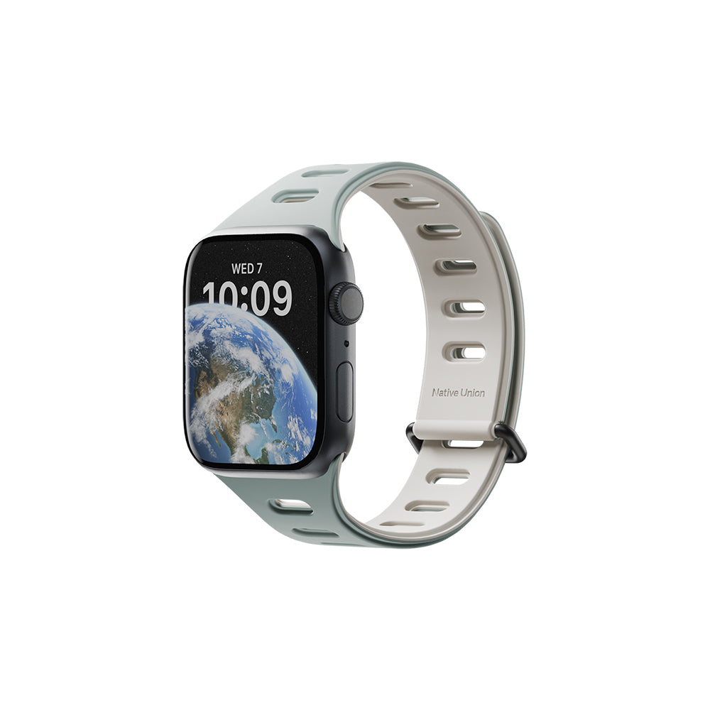 Apple Watch 10 42mm Native Union Active Watch Band Serisi Silikon Kordon Yeşil-Gri