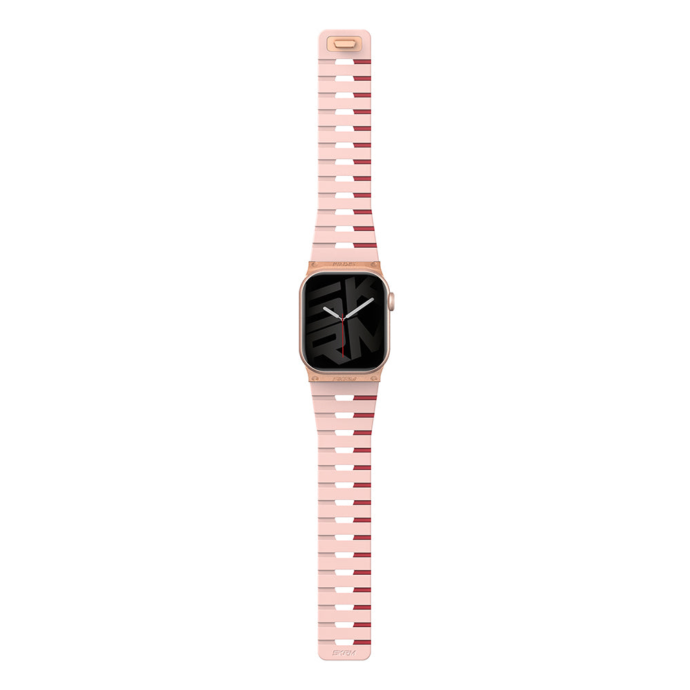 Apple Watch 10 42mm Skinarma Gemini Serisi TPU Magnetik Silikon Kordon Su Yeşil