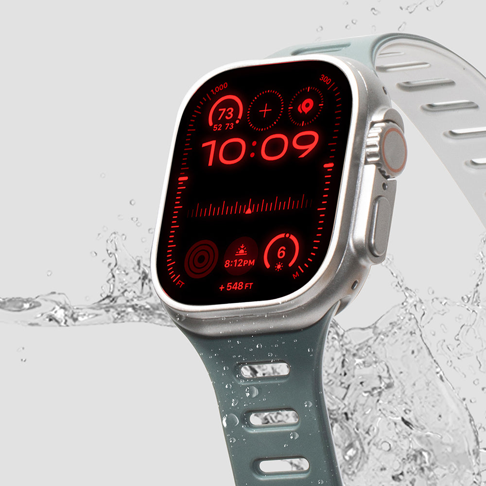 Apple Watch 10 46mm Native Union Active Watch Band Serisi Silikon Kordon Gri-Sarı