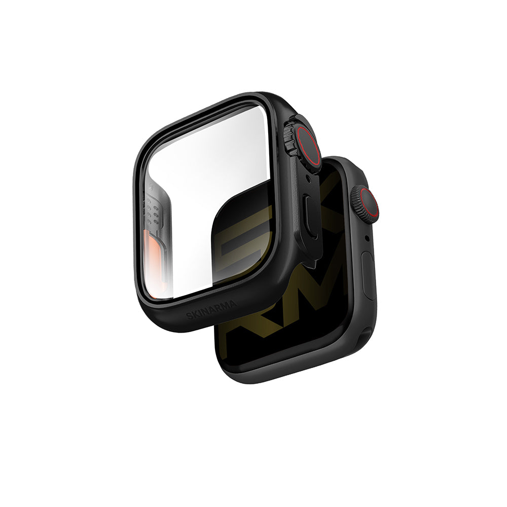 Apple Watch 10 46mm Skinarma Gado Pro Dijital Taç Korumalı Kasa ve Ekran Koruyucu Siyah