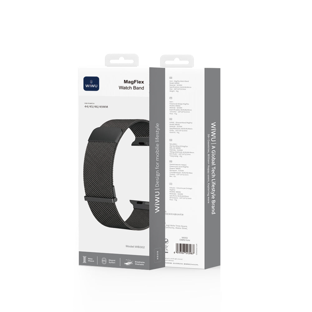 Apple Watch 10 46mm Wiwu MagFlex Secure Serisi Metal Kordon Siyah