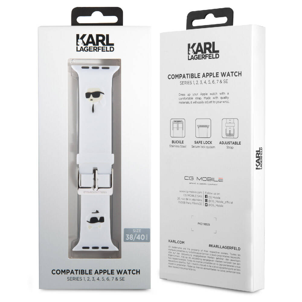 Watch 38mm Karl Lagerfeld Orjinal Lisanslı İkonik Karl & Choupette Logolu Silikon Kordon Beyaz