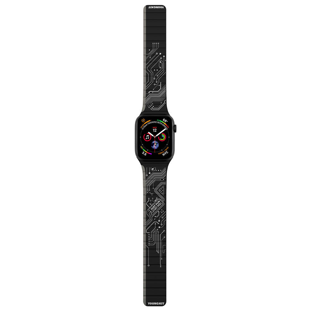 Watch 40mm Kordon Youngkit Technological Magnetik Tak Çıkar Silikon Strap Kayış Siyah