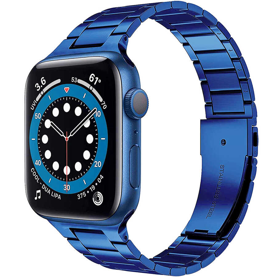 Watch 40mm Wiwu Ultra Thin Steel Belt Three Beads Metal Kordon Mavi