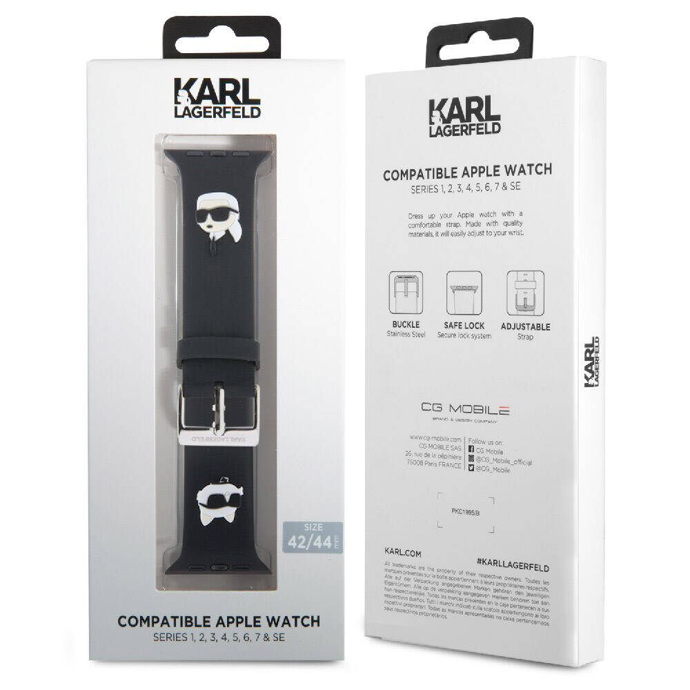Watch Ultra 49mm Karl Lagerfeld Orjinal Lisanslı İkonik Karl & Choupette Logolu Silikon Kordon Beyaz