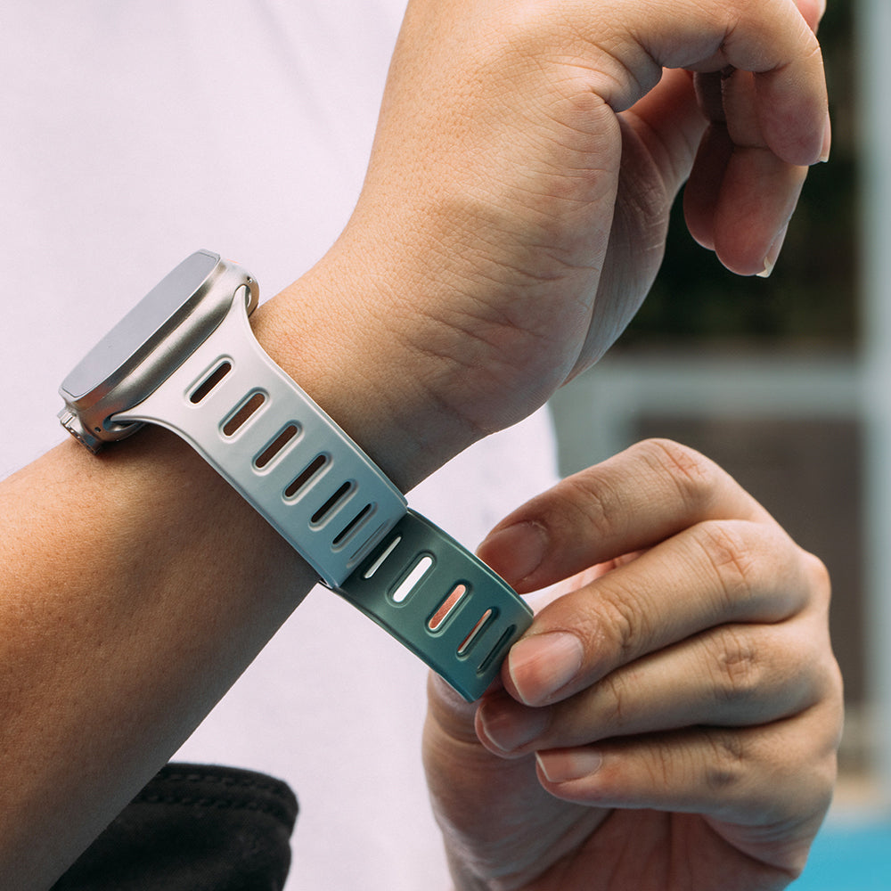 Apple Watch 42mm Native Union Active Watch Band Serisi Silikon Kordon Gri-Sarı