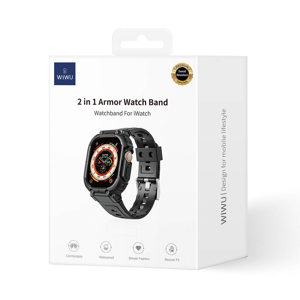 Watch 42mm Wiwu Wi-WB014 Armor Serisi 2in1 Sert PC Kasa Koruyuculu Silikon Kordon Yeşil