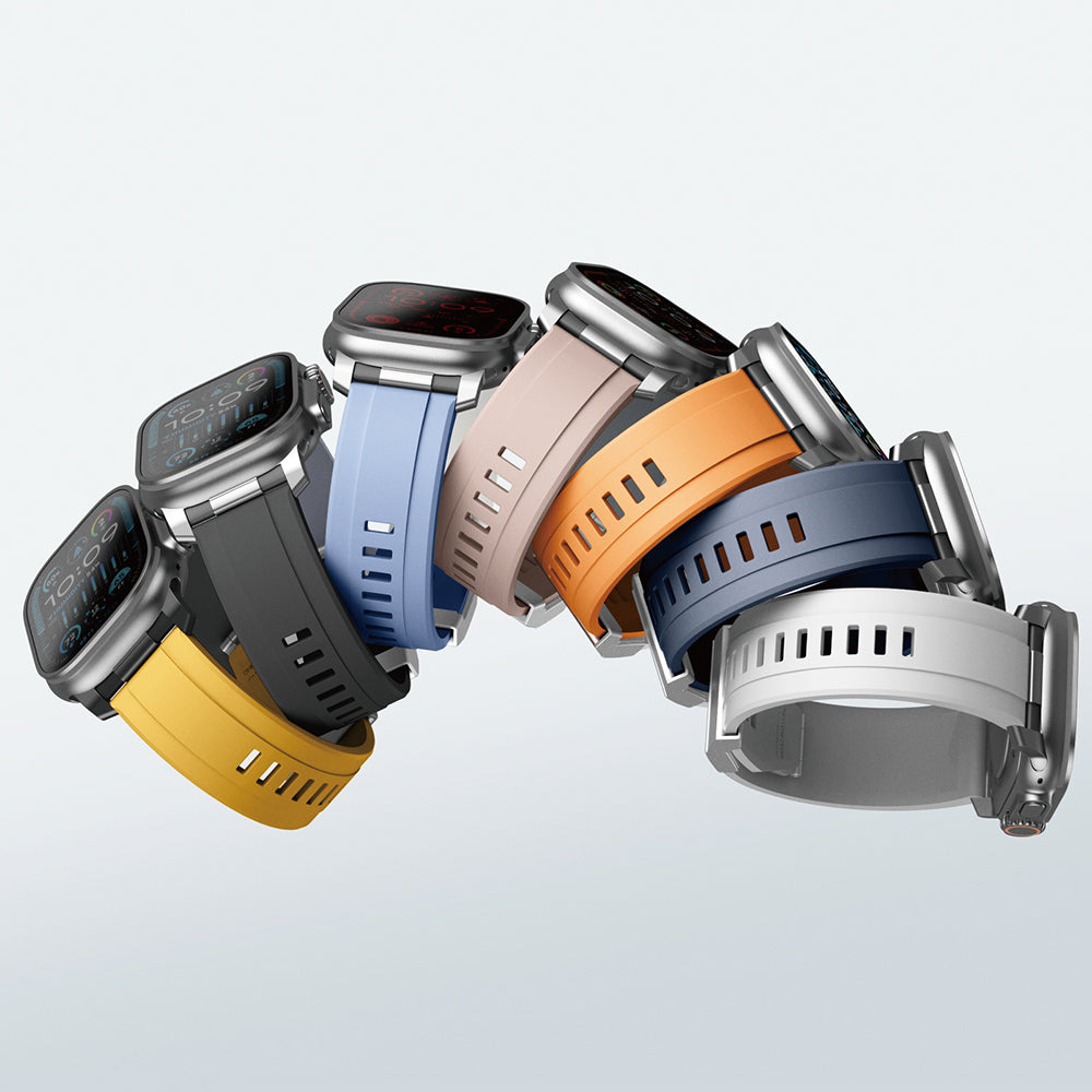 Apple Watch 44mm Amazingthing Titan Chrono Silikon Kordon Beyaz