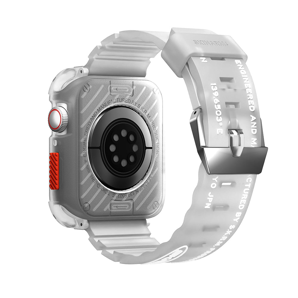 Watch 44mm SkinArma Kurono Sert PC Kasa Koruyucu + Shokku Silikon Kordon Beyaz