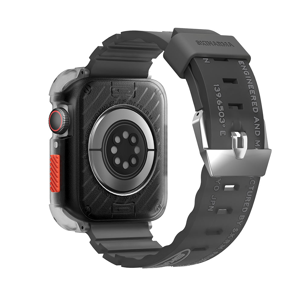 Watch 44mm SkinArma Kurono Sert PC Kasa Koruyucu + Shokku Silikon Kordon Füme