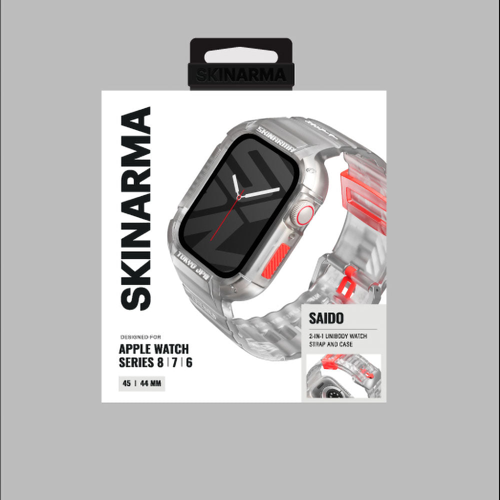 Watch 44mm SkinArma Saido Sert PC Kasa Koruyuculu Silikon Kordon Renksiz
