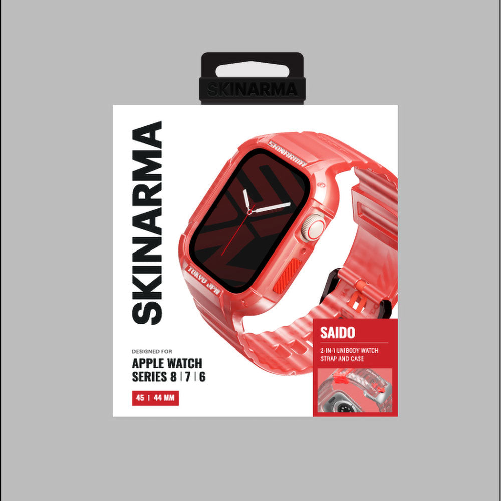 Watch 44mm SkinArma Saido Sert PC Kasa Koruyuculu Silikon Kordon Füme