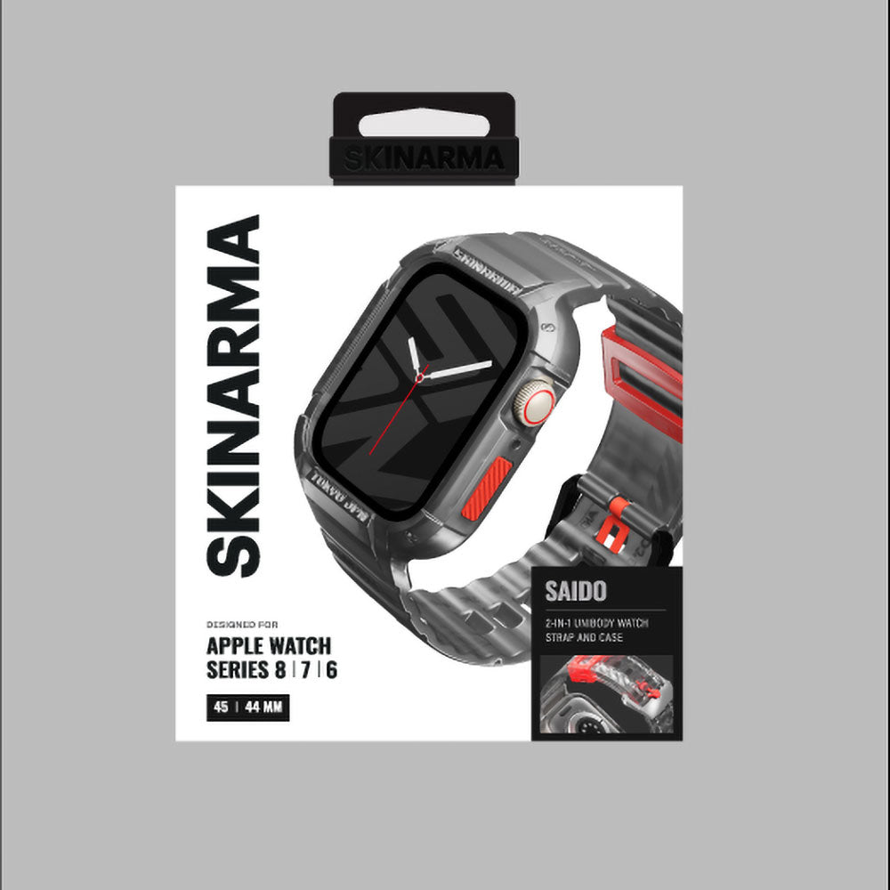 Watch 44mm SkinArma Saido Sert PC Kasa Koruyuculu Silikon Kordon Renksiz