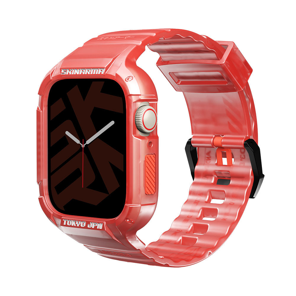 Watch 44mm SkinArma Saido Sert PC Kasa Koruyuculu Silikon Kordon Kırmızı