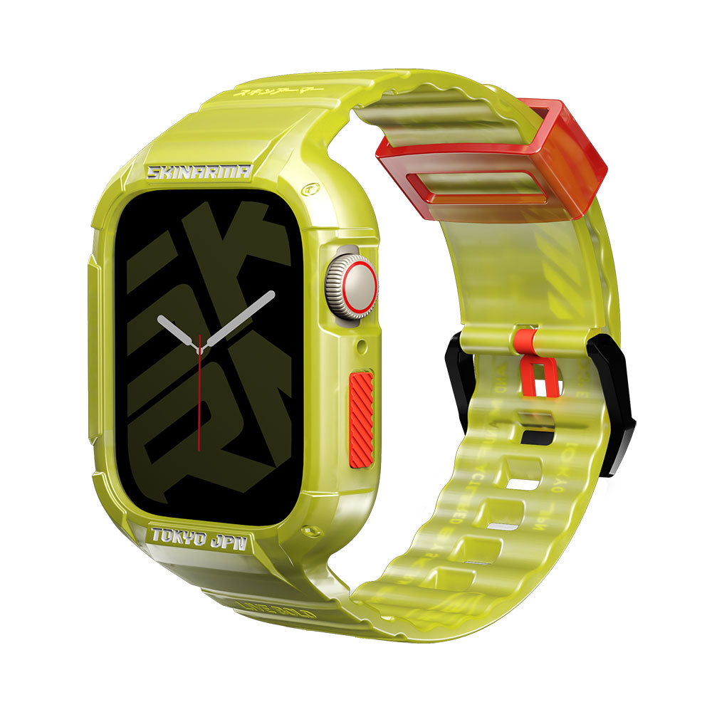 Watch 44mm SkinArma Saido Sert PC Kasa Koruyuculu Silikon Kordon Sarı