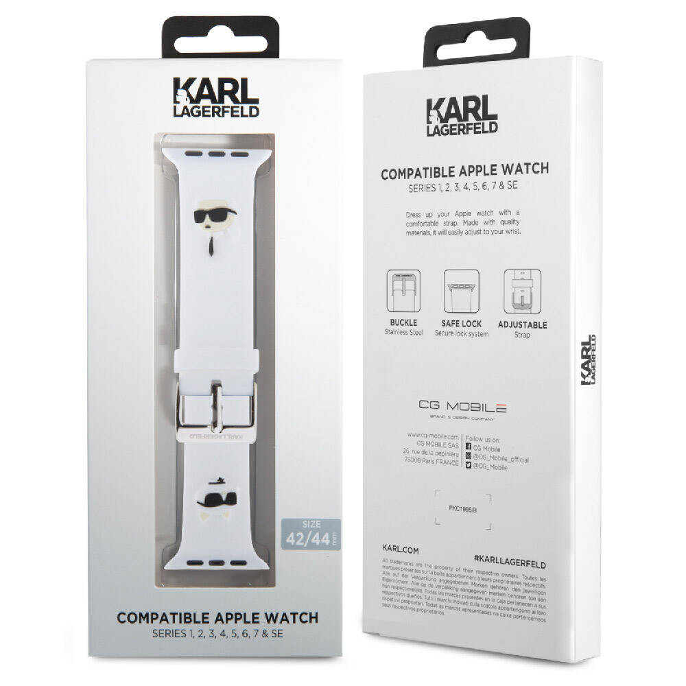 Watch 7 45mm Karl Lagerfeld Orjinal Lisanslı İkonik Karl & Choupette Logolu Silikon Kordon Beyaz
