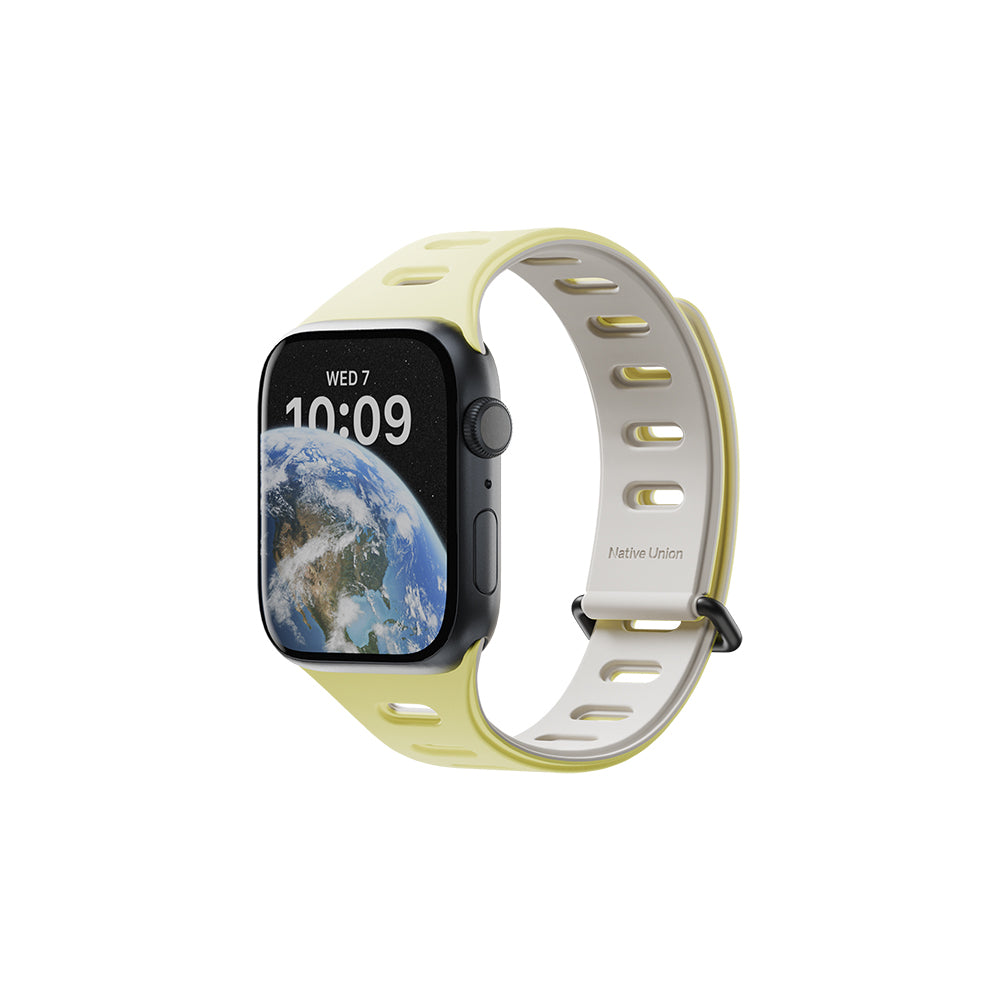 Apple Watch 7 45mm Native Union Active Watch Band Serisi Silikon Kordon Gri-Sarı