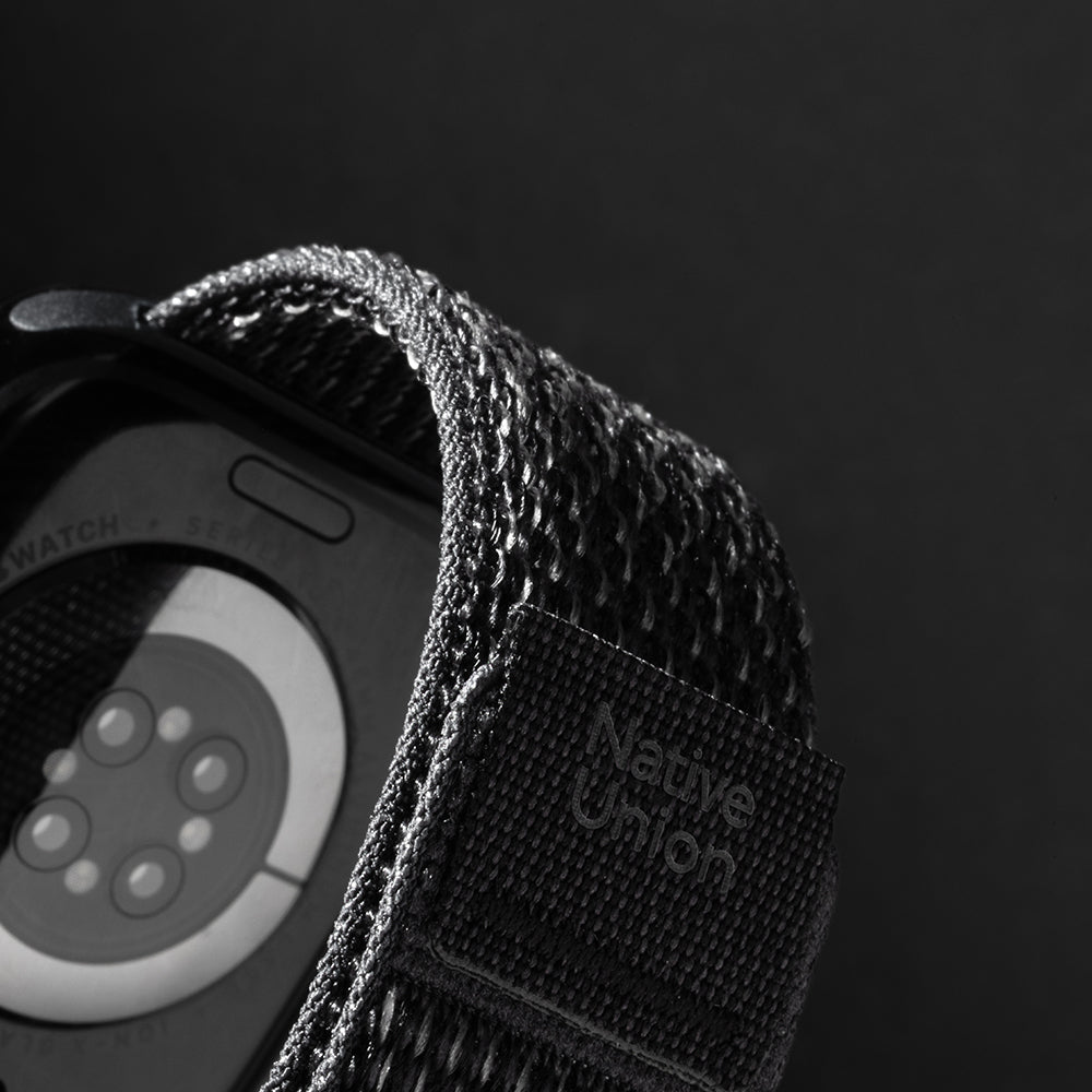 Apple Watch 7 45mm Native Union Active Watch Loop Serisi Hasır Kordon Siyah