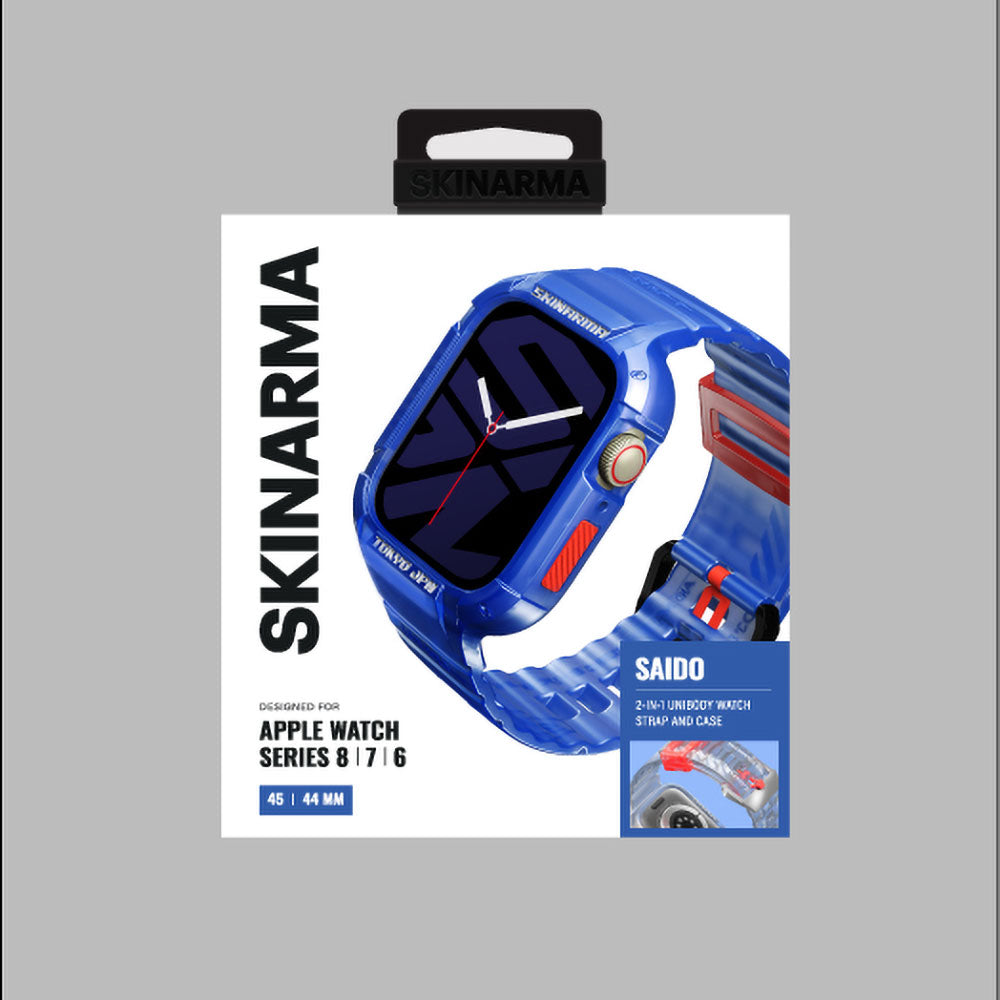 Watch 7 45mm SkinArma Saido Sert PC Kasa Koruyuculu Silikon Kordon Mavi