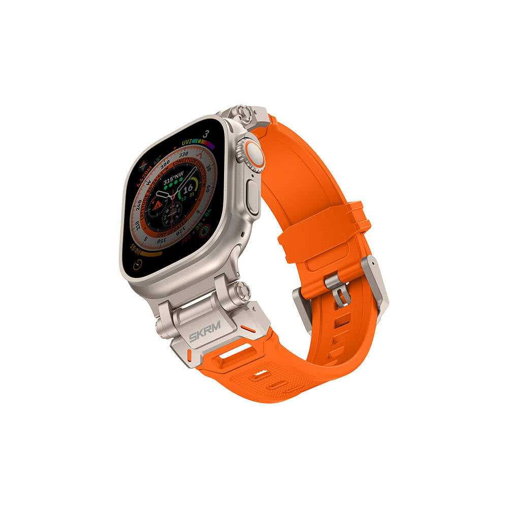Watch 7 45mm SkinArma Titon Serisi Hava Alabilen Delikli Silikon Kordon Turuncu