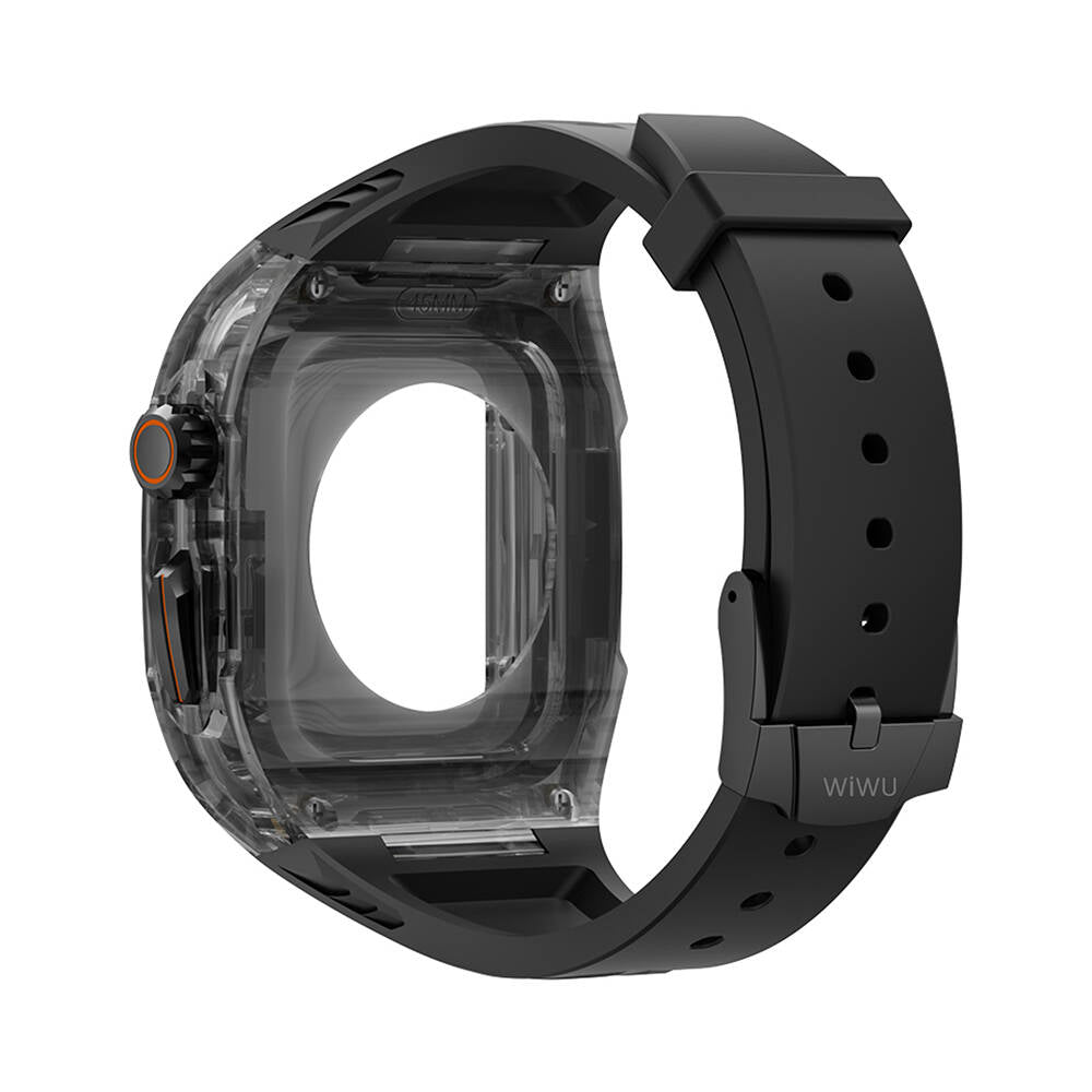 Watch 7 45mm Wiwu Wi-WB013 Rambo Serisi 2in1 Şeffaf PC Kasa Koruyuculu Kauçuk Kordon Beyaz