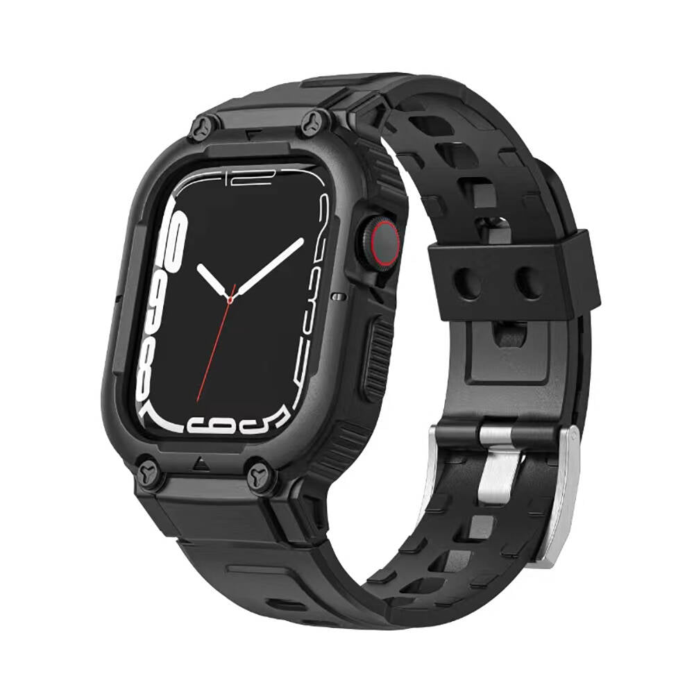 Watch 7 45mm Wiwu Wi-WB014 Armor Serisi 2in1 Sert PC Kasa Koruyuculu Silikon Kordon Yeşil