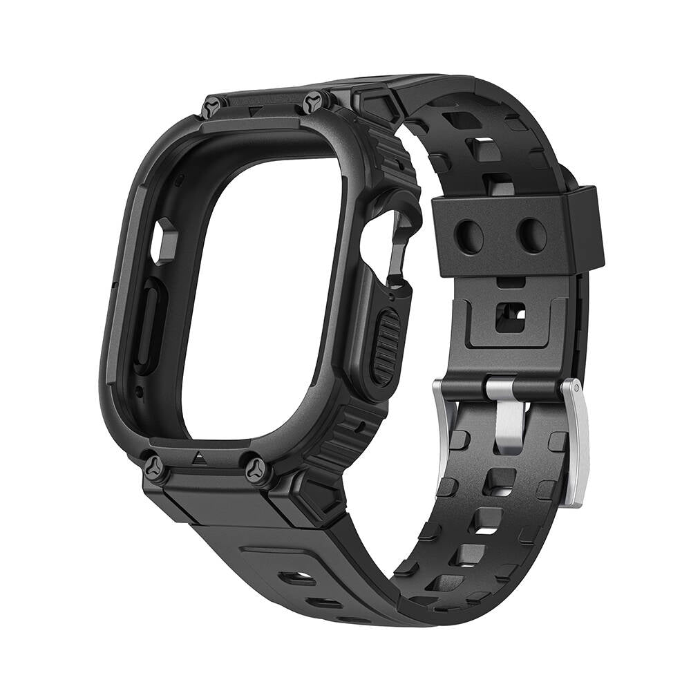 Watch 7 45mm Wiwu Wi-WB014 Armor Serisi 2in1 Sert PC Kasa Koruyuculu Silikon Kordon Yeşil