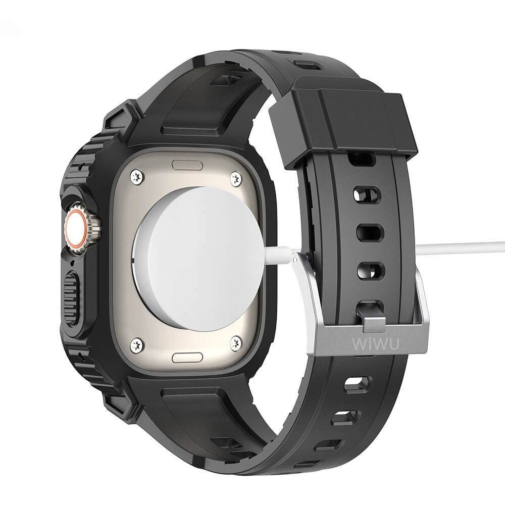 Watch 7 45mm Wiwu Wi-WB014 Armor Serisi 2in1 Sert PC Kasa Koruyuculu Silikon Kordon Yeşil