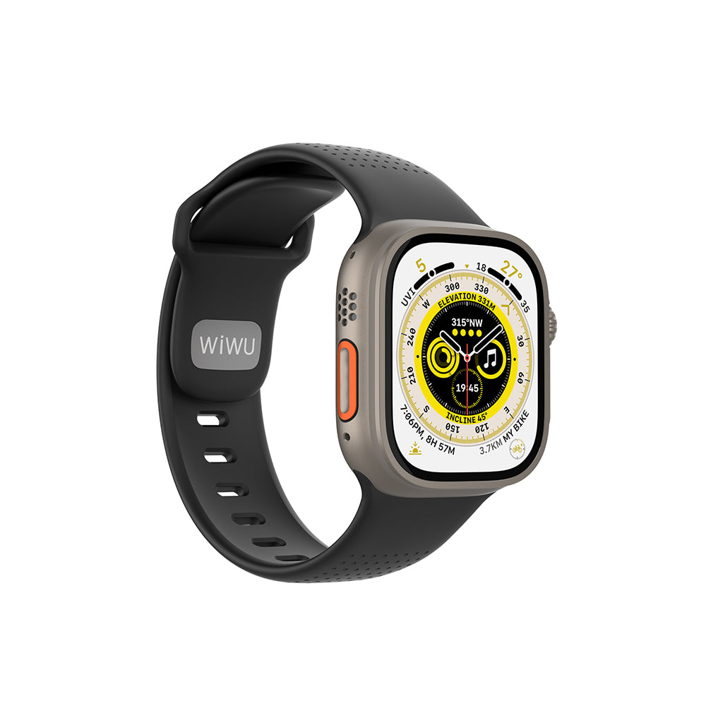 Apple Watch 7 45mm Wiwu Wi-WB0201 Comf Secur Serisi Silikon Kordon Siyah