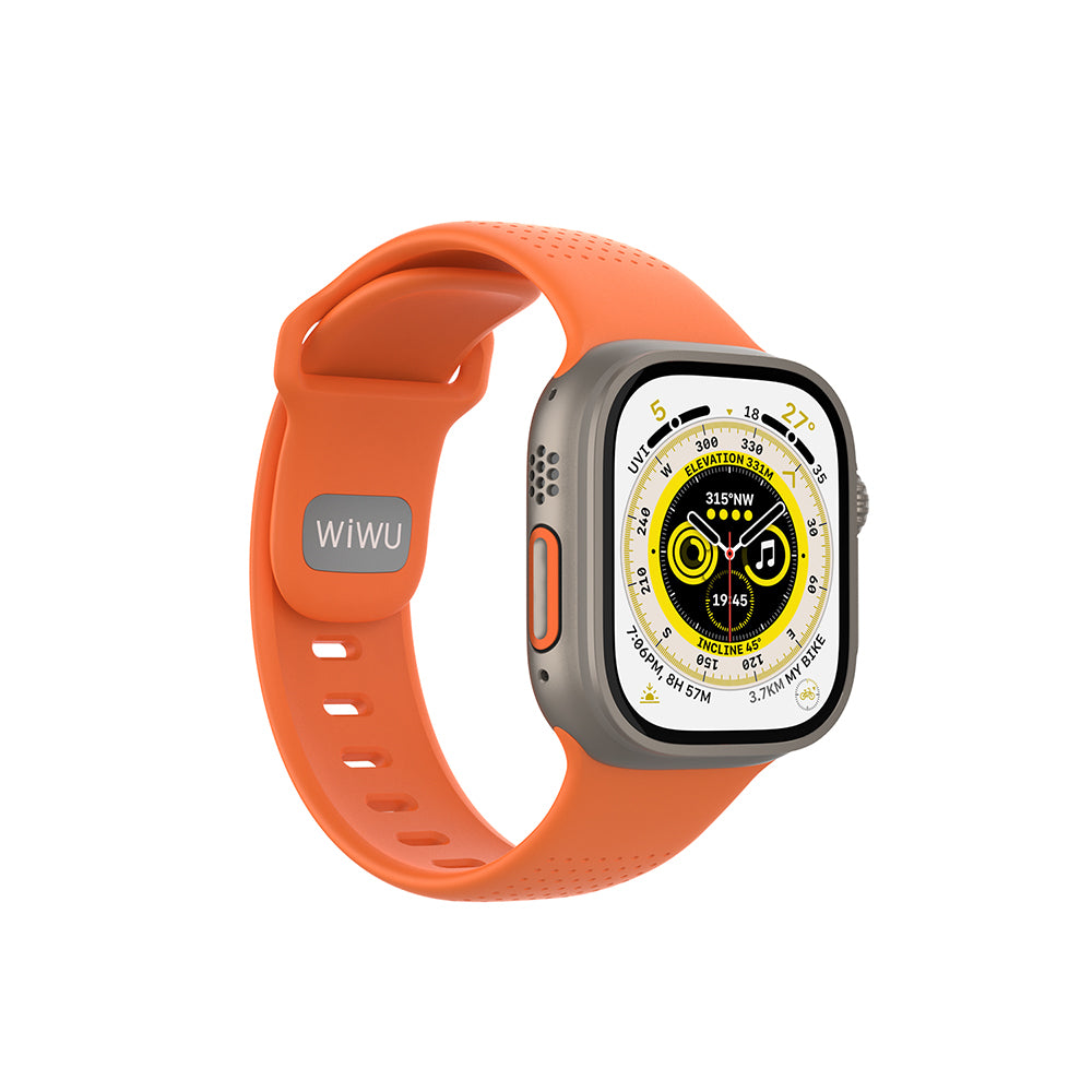 Apple Watch 7 45mm Wiwu Wi-WB0201 Comf Secur Serisi Silikon Kordon Turuncu