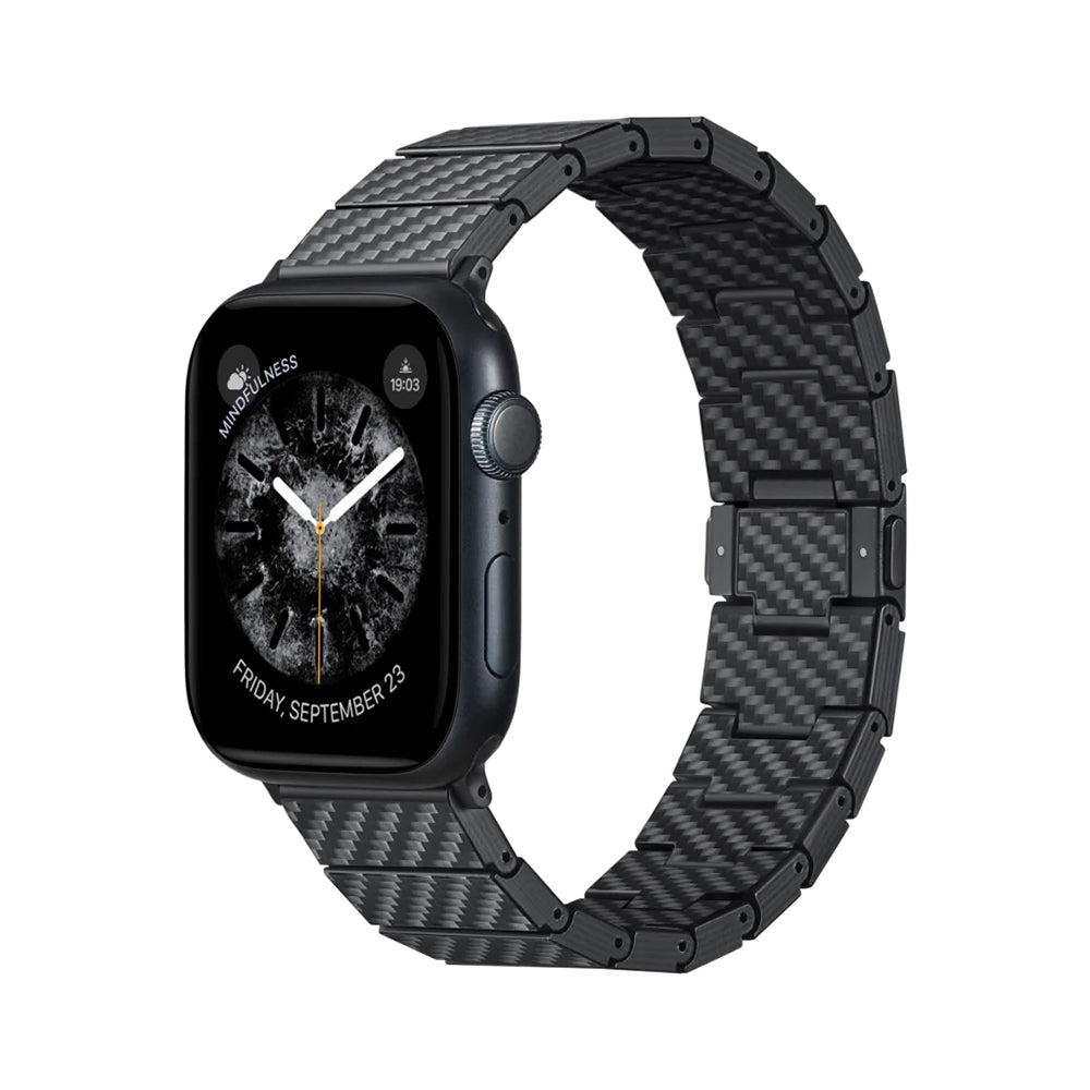 Watch Serisi Uyumlu Karbon Fiber Pitaka Modern Serisi Black-Grey Twill Universal Kordon Siyah-Gri