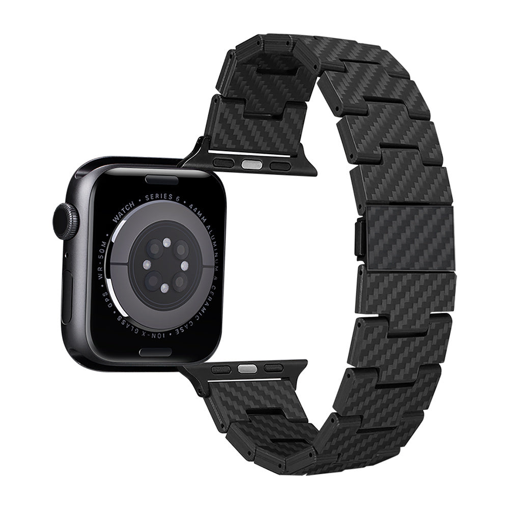Watch Serisi Uyumlu Karbon Fiber Pitaka Retro Serisi Black-Grey Twill Universal Kordon Siyah-Gri