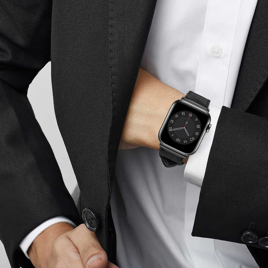 Watch Ultra 49mm Kordon Wiwu Attleage Watchband Hakiki Deri Strap Kayış Turuncu