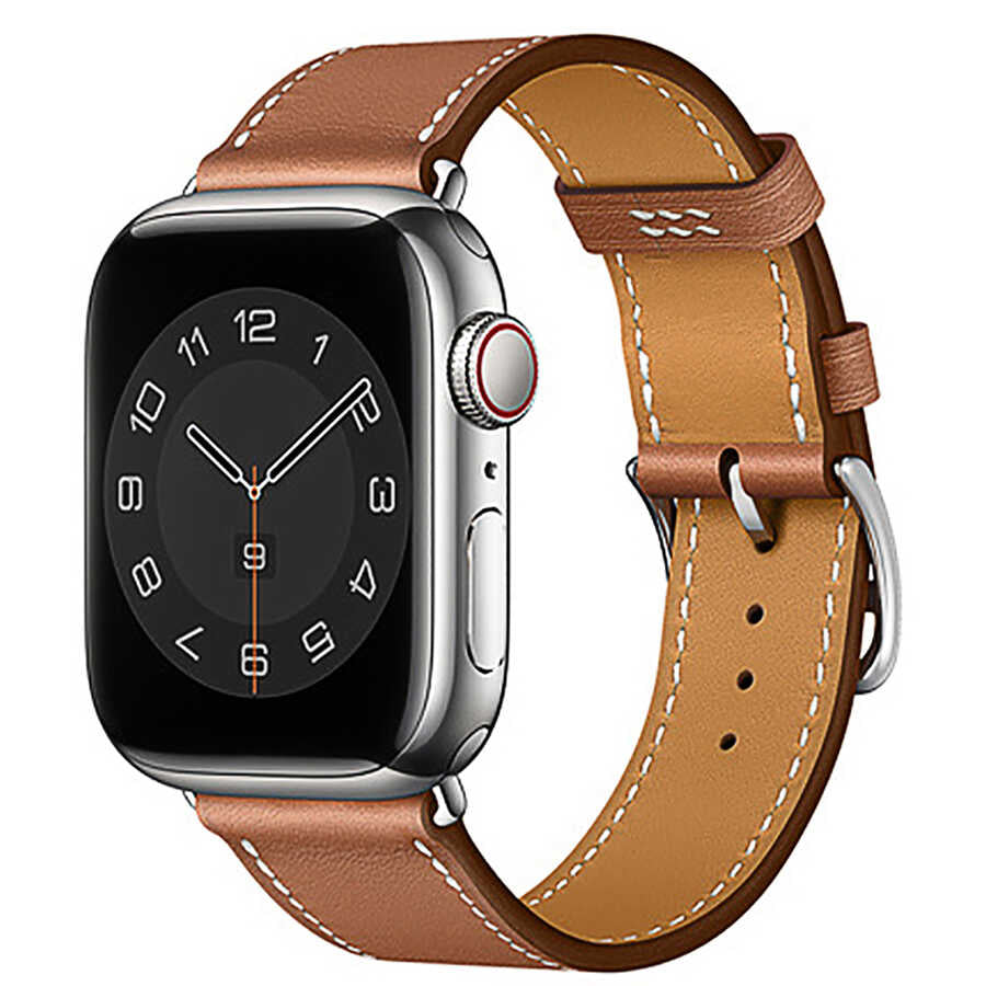 Watch Ultra 49mm Kordon Wiwu Attleage Watchband Hakiki Deri Strap Kayış Kahverengi