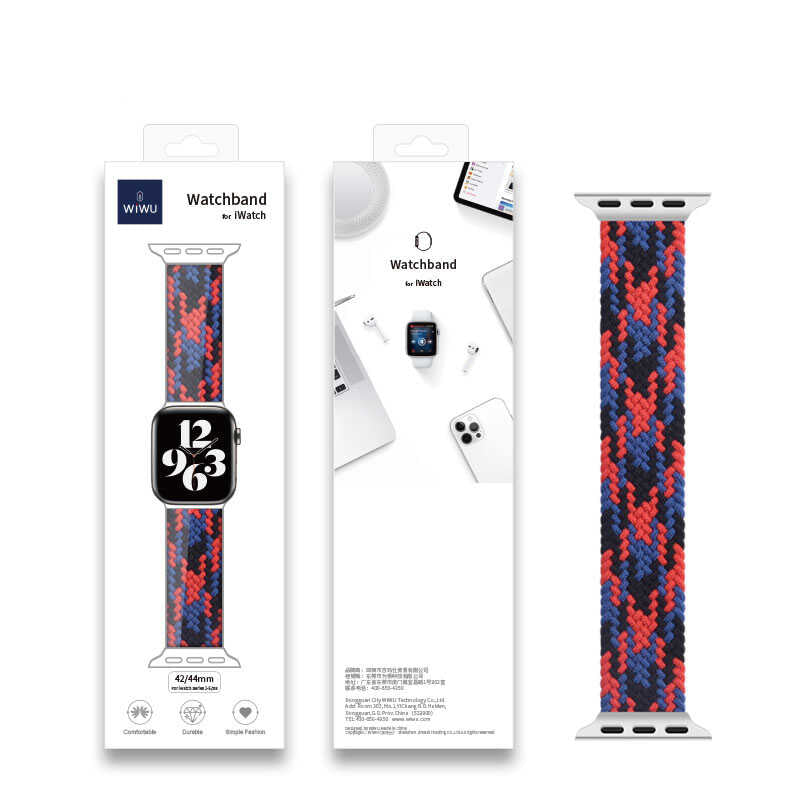 Watch Ultra 49mm Kordon Wiwu Braided Solo Loop Contrast Color Medium Strap Kayış NO5