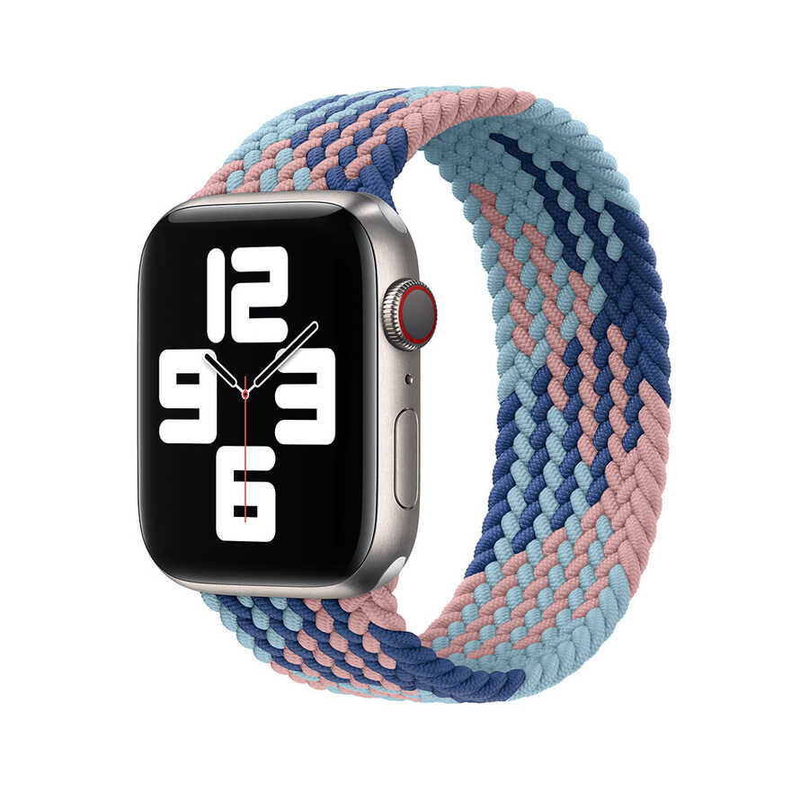 Apple Watch Ultra 49mm Kordon Wiwu Braided Solo Loop Contrast Color Small Strap Kayış NO5