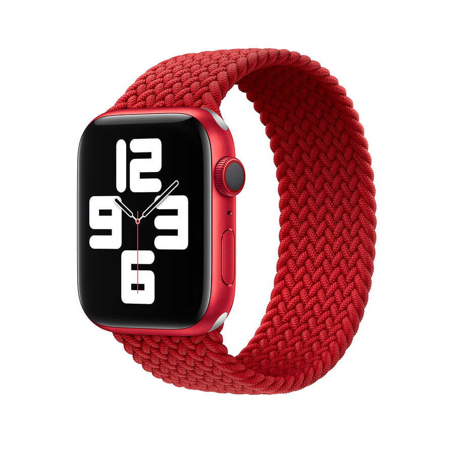 Watch Ultra 49mm Kordon Wiwu Braided Solo Loop Medium Strap Kayış Kırmızı