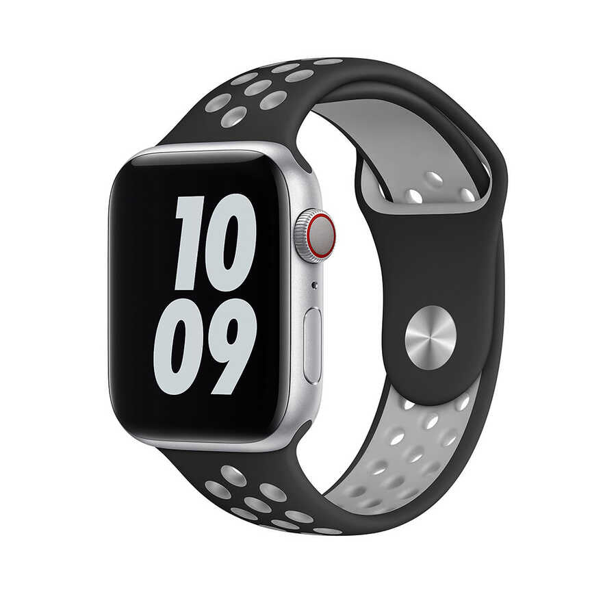 Watch Ultra 49mm Kordon Wiwu Dual Color Sport Band Silikon Strap Kayış Siyah-Gri