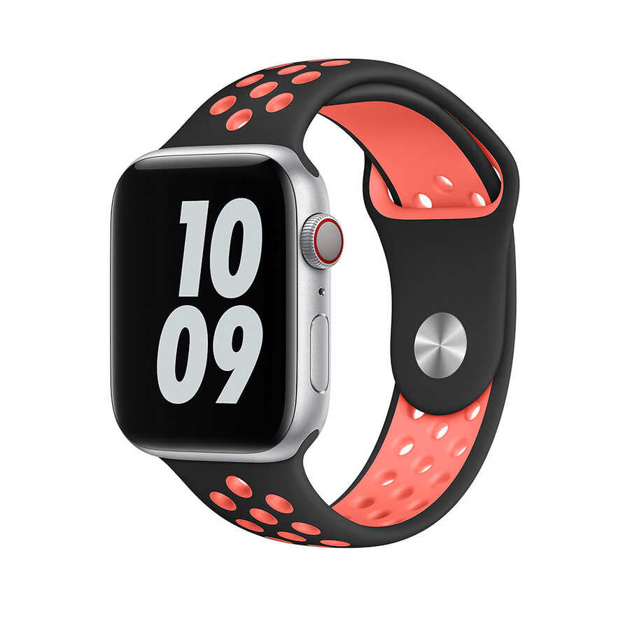 Watch Ultra 49mm Kordon Wiwu Dual Color Sport Band Silikon Strap Kayış Siyah-Kırmızı