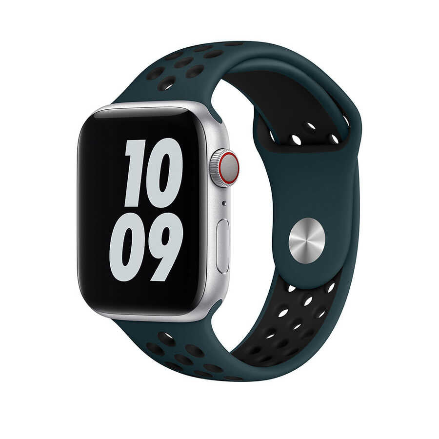 Watch Ultra 49mm Kordon Wiwu Dual Color Sport Band Silikon Strap Kayış Mavi-Siyah