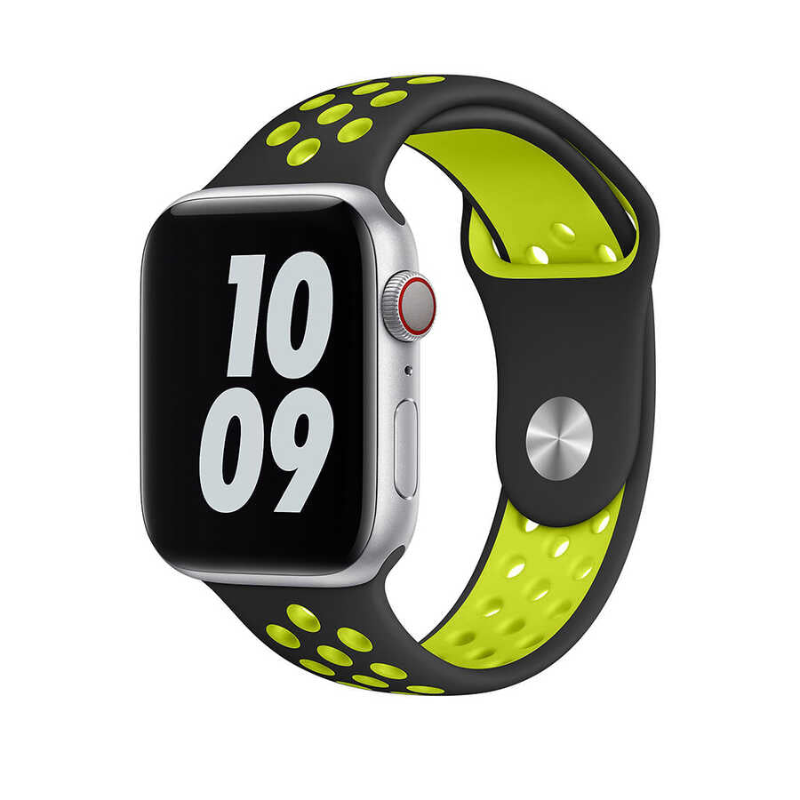 Watch Ultra 49mm Kordon Wiwu Dual Color Sport Band Silikon Strap Kayış Siyah-Sarı