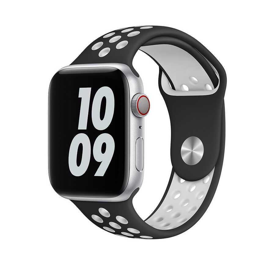 Watch Ultra 49mm Kordon Wiwu Dual Color Sport Band Silikon Strap Kayış Siyah-Beyaz