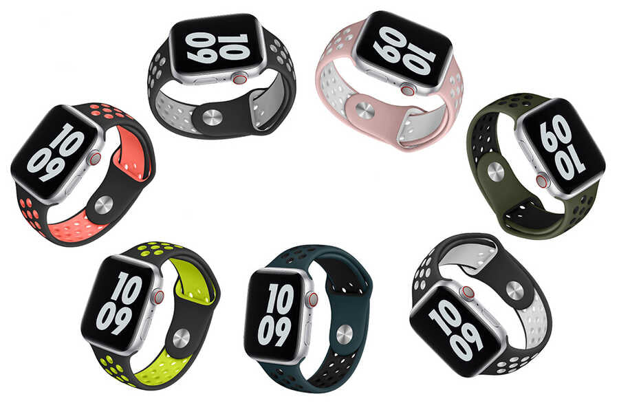 Watch Ultra 49mm Kordon Wiwu Dual Color Sport Band Silikon Strap Kayış Siyah-Kırmızı