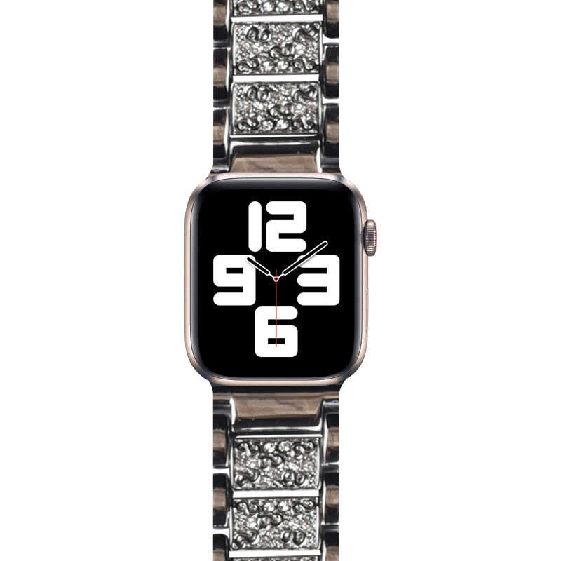 Watch Ultra 49mm Kordon Wiwu Three Beads Set Auger Metal Strap Kayış Siyah