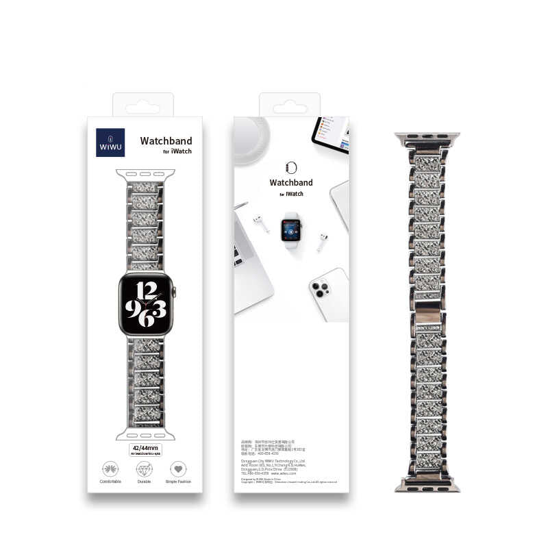 Watch Ultra 49mm Kordon Wiwu Three Beads Set Auger Metal Strap Kayış Siyah