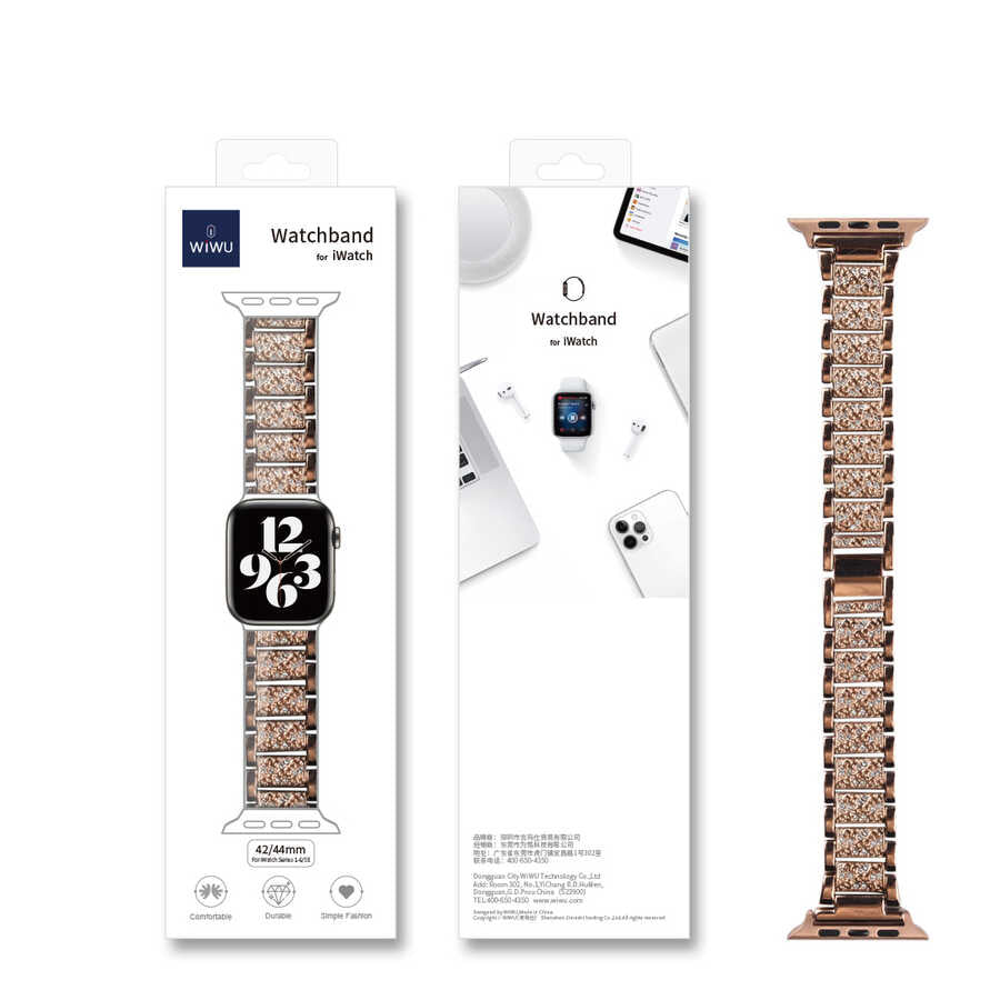 Watch Ultra 49mm Kordon Wiwu Three Beads Set Auger Metal Strap Kayış Siyah