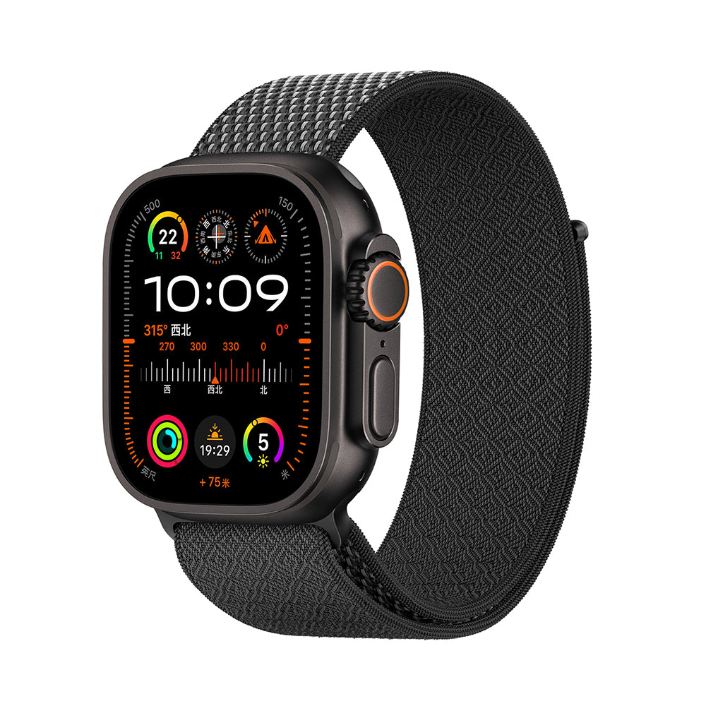 Apple Watch Ultra 49mm Kordon Wiwu WB501 CloudFlex Serisi Hasır Örgü Strap Kayış Siyah