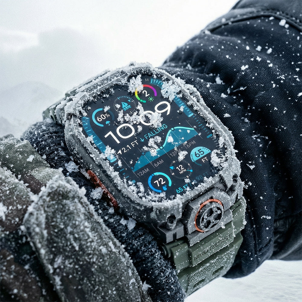Apple Watch Ultra 49mm Mohseven iWatch Armor Silikon Kordon Siyah-Beyaz