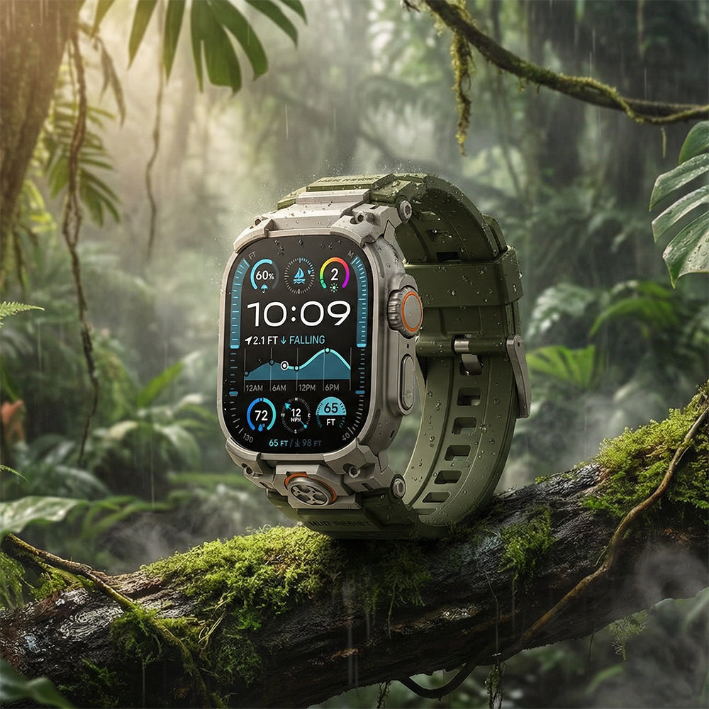 Apple Watch Ultra 49mm Mohseven iWatch Armor Silikon Kordon Siyah-Beyaz