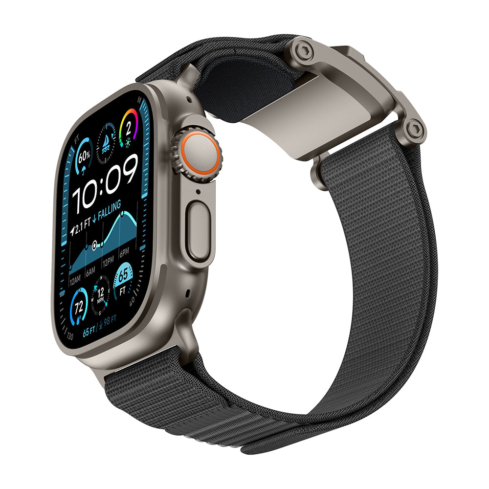 Apple Watch Ultra 49mm Mohseven iWatch Mecha Sport Hasır Kordon Titanyum-Gri